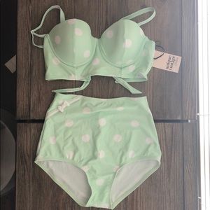Unique Vintage Mint Green Swim Set